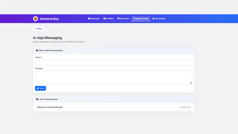 Ticket based support system for merchants