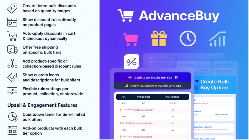 Tiered discount, product upsells, countdown timer & more