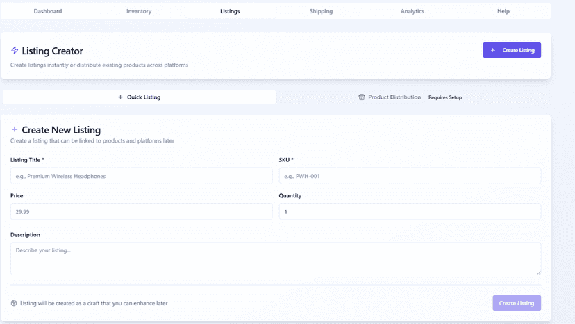 Create Listing