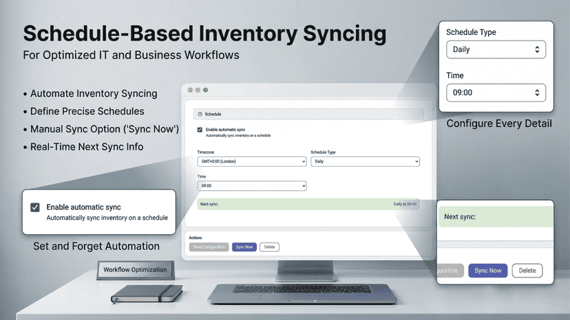 Schedule automatic inventory sync by timezone, with daily update