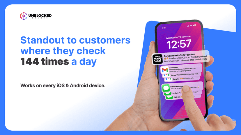 Hand holding phone displaying multiple push notifications