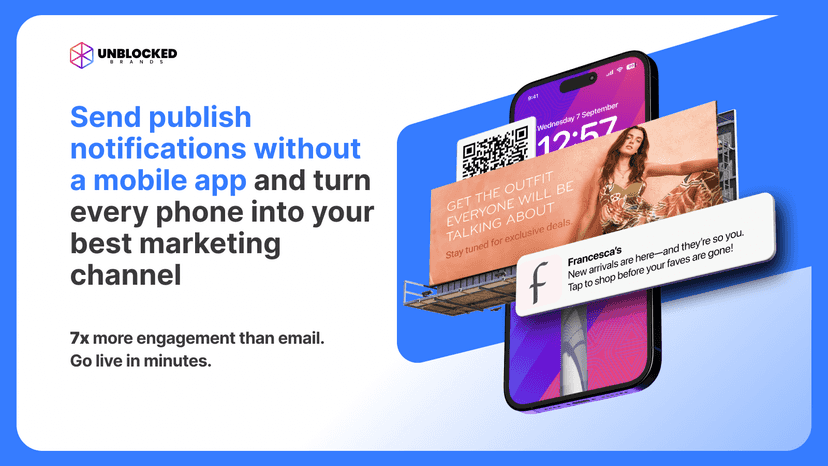 Push notifications on mobile phone with fashion brand message