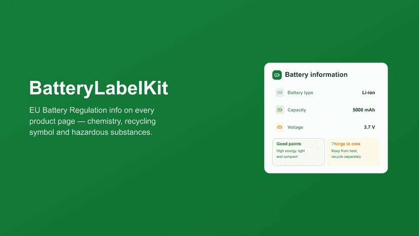BatteryLabelKit — EU battery info on every product page