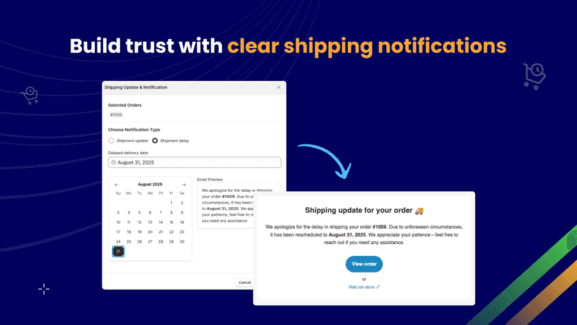 Send shipping update emails
