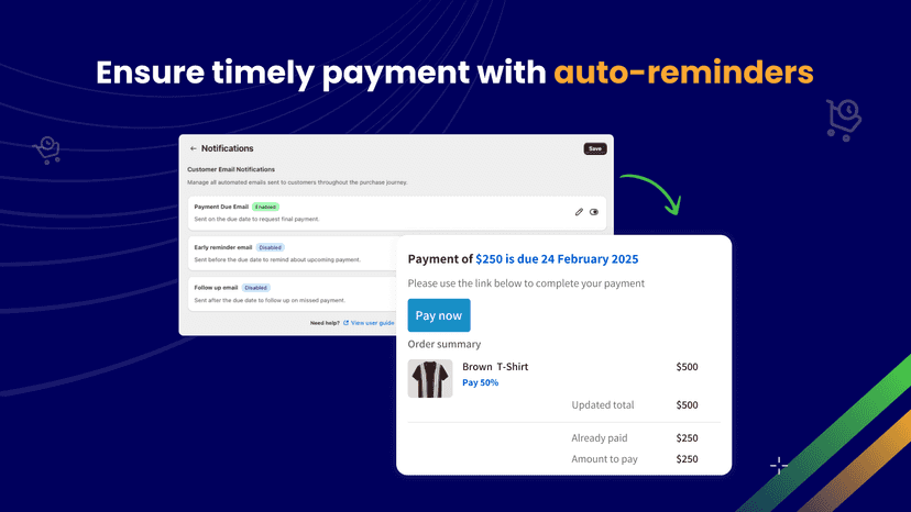 Setting up auto payment reminders