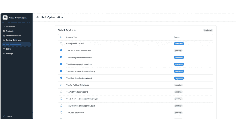 Bulk Optimizer Page
