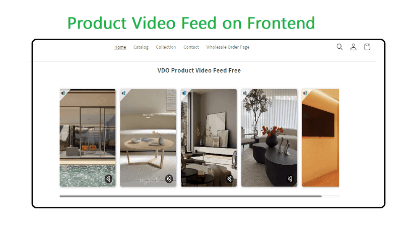 Product video feed on frontend
