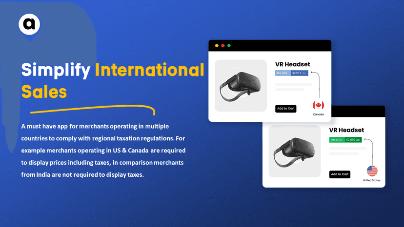 Shopify show price including tax for international users