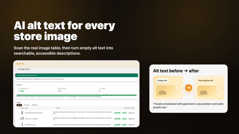 AI alt text image showing the real Shopify image alt text table