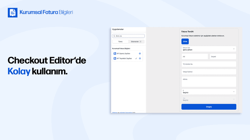 Checkout editörde kolay kullanım