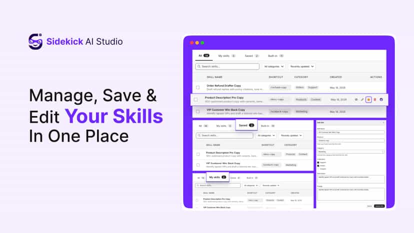 manage, save and edit your skills