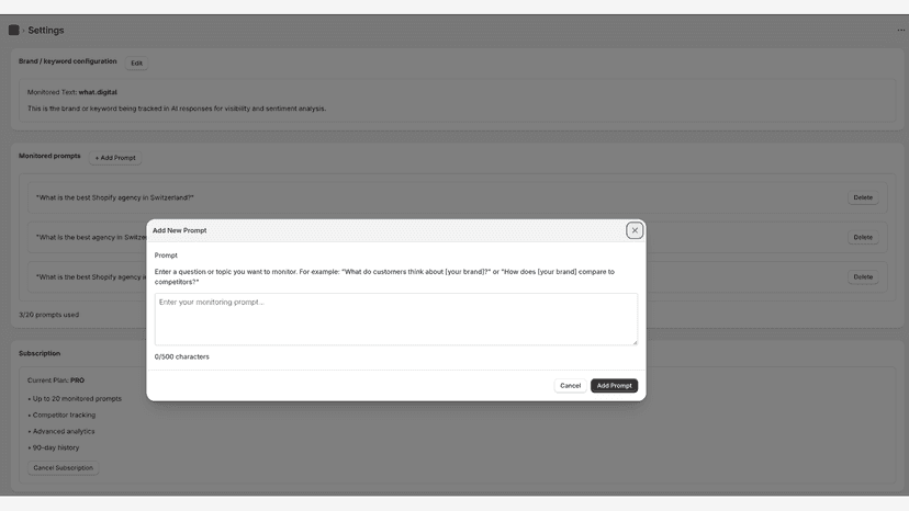 Adding prompts
