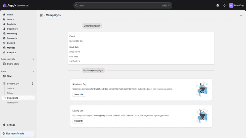 Subscribe to a campaign and let Seasons.Bot update your logo.