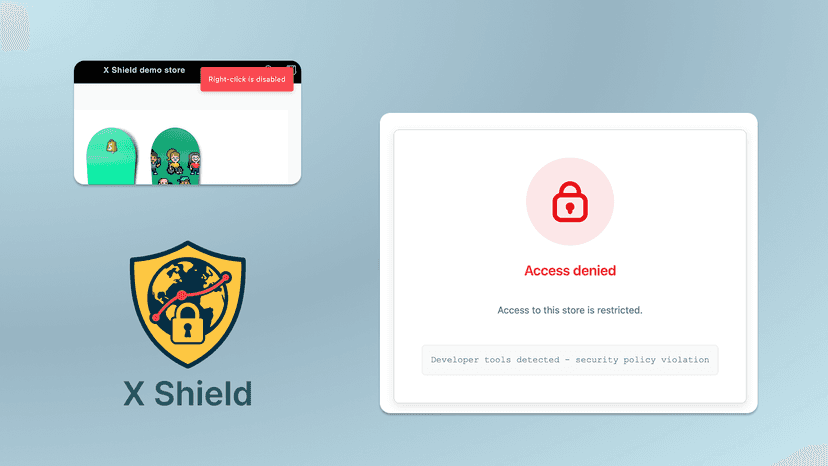 X Shield demo: right-click disabled and access denied pages