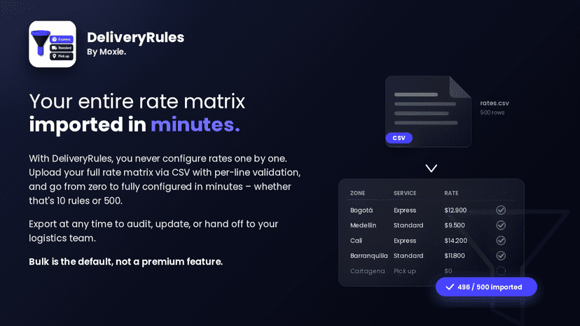 Set, update and upload your entire rate matrix in minutes