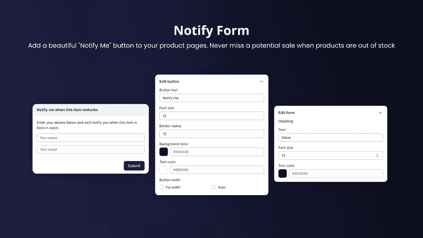 Notify Form Customization