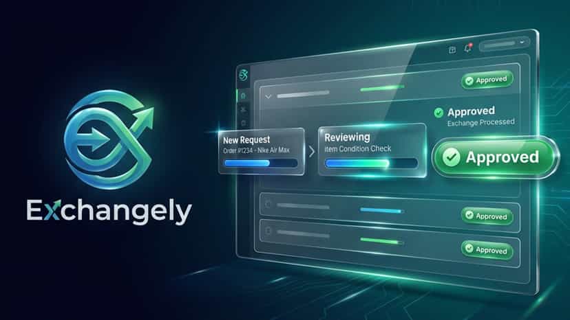 Exchangely dashboard overview showing return request status