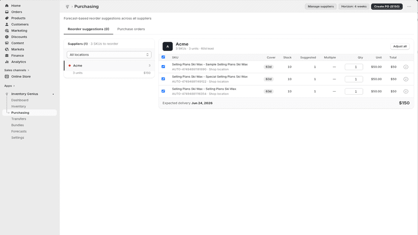 Reorder Screen