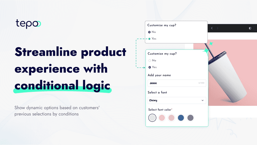 shows other product options based on previous selections