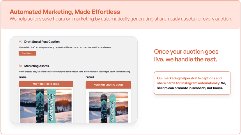 Auto generated marketing assets for every auction
