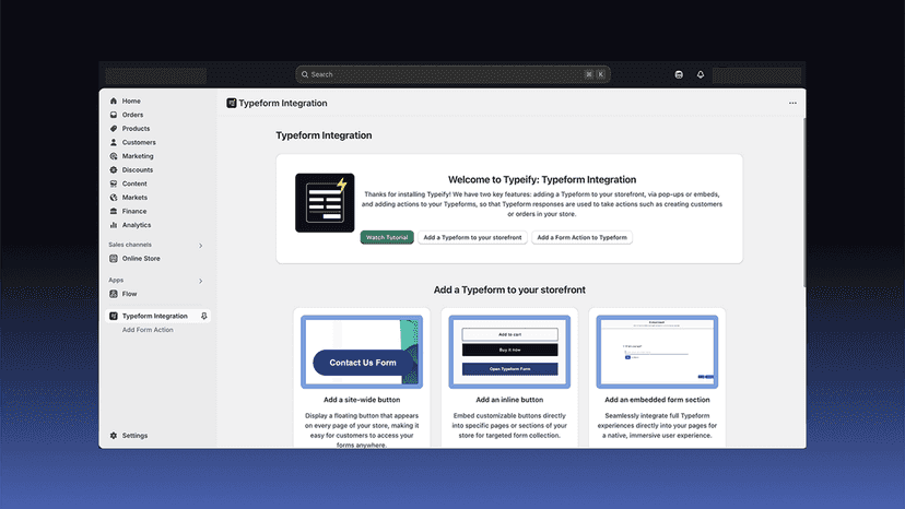 Typeify: Typeform Integration Screenshot