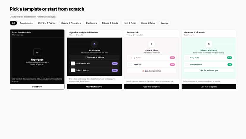 Linkly templates by store category