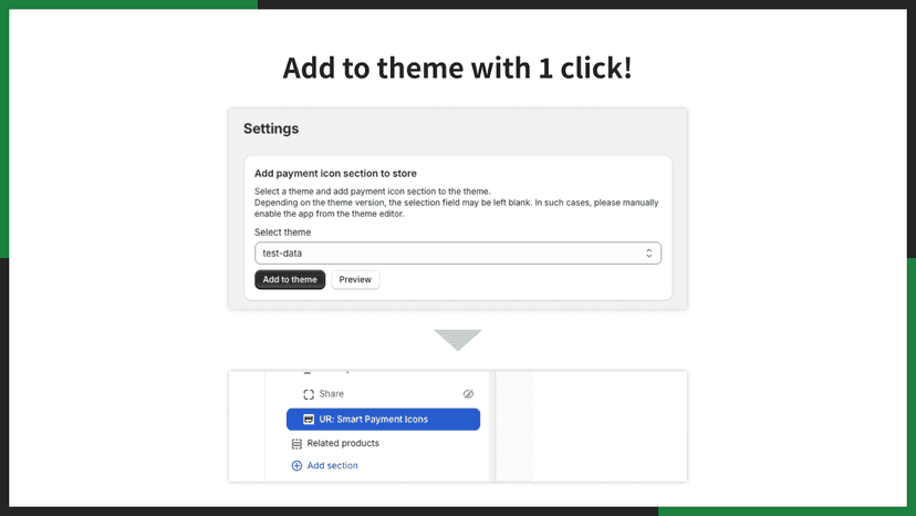 Add to theme with 1 click!