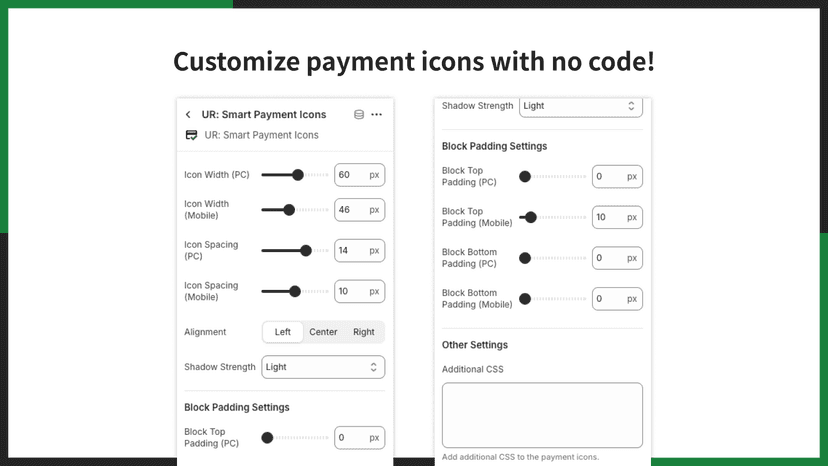 Customize payment icons with no code!
