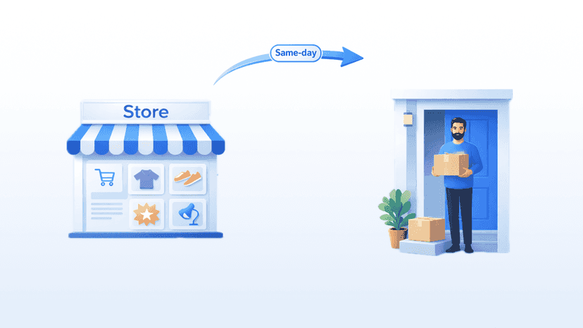 Store delivering an order to customer on the same day