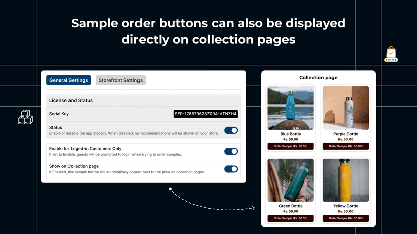 show sample ordering on collection page