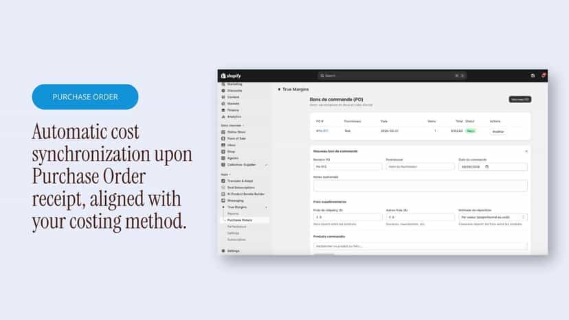 purchase order sync with products