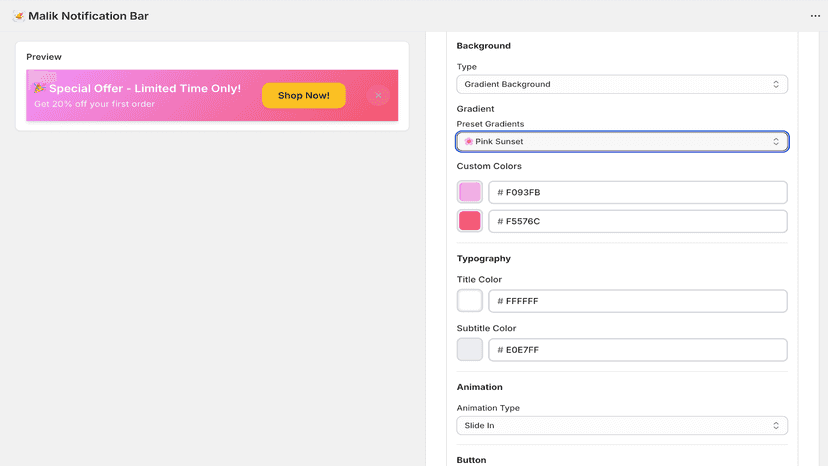 Settings Page