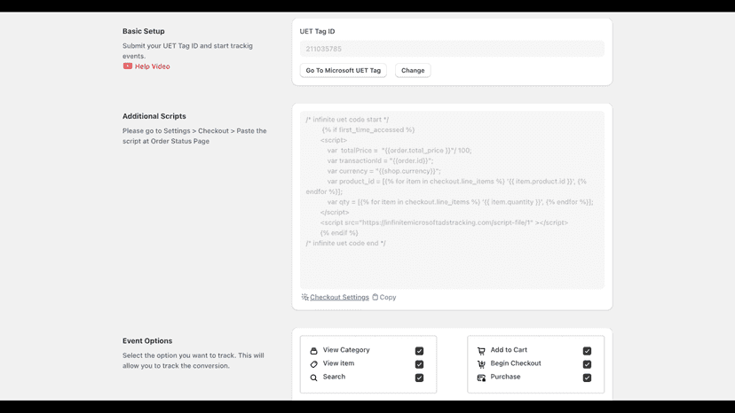 bing conversion tracking shopify