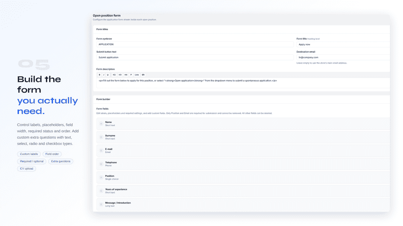 CareerFlow - Form builder with custom fields