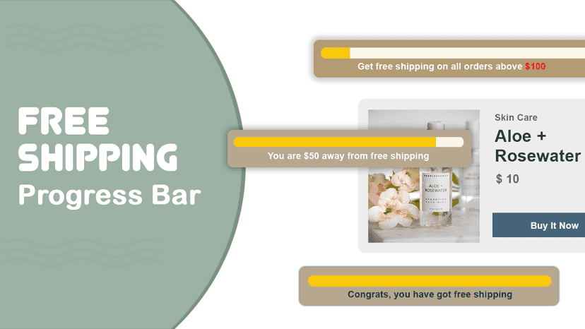 Free Shipping bar highlights banner