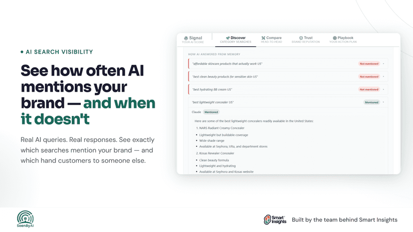 Category search results across AI models