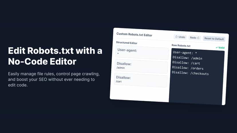 Edit robots.txt rules in Shopify without code edits