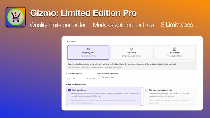 Limited Edition app settings