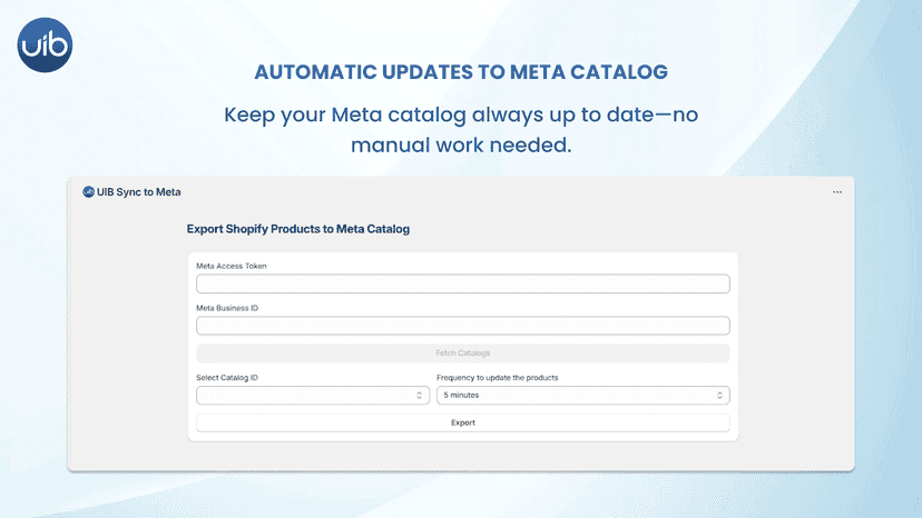 One-click export to Meta catalog