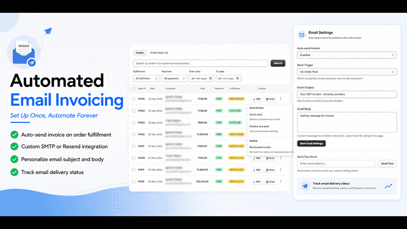 No-code invoice editor with live PDF preview for Shopify