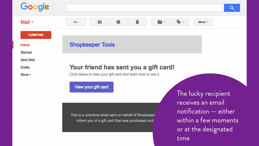 Gift recipient received separate email