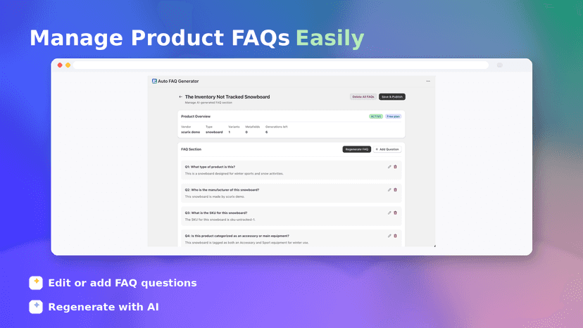 Manage Product FAQs Easil
