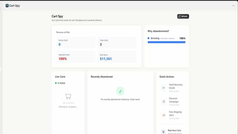 Cart Spy dashboard