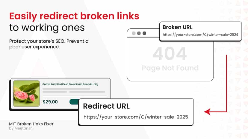 Easily redirect broken links to working ones