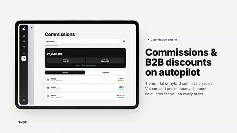 Commission and B2B discount rules in the Soryk admin
