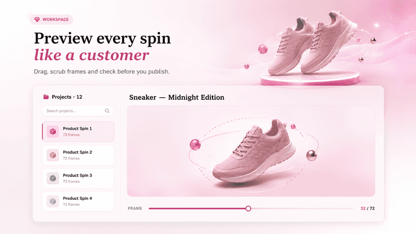 ZS Spin View workspace with a list of saved spin projects on the