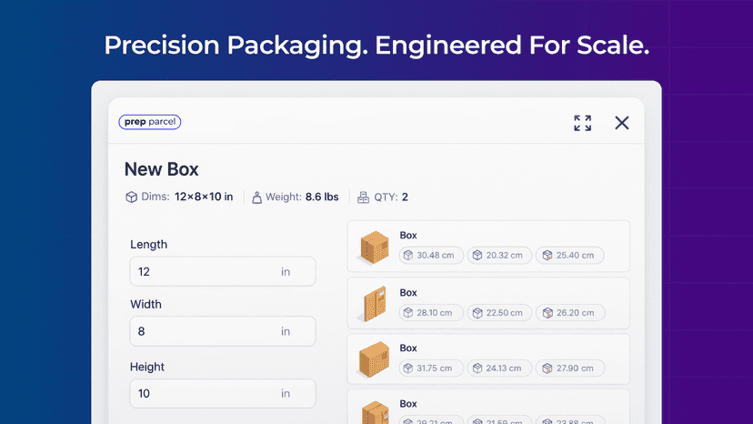 Custom box dimensions and package size configuration