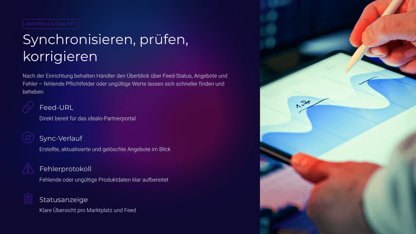 Feed-Status, Sync und Fehler prüfen
