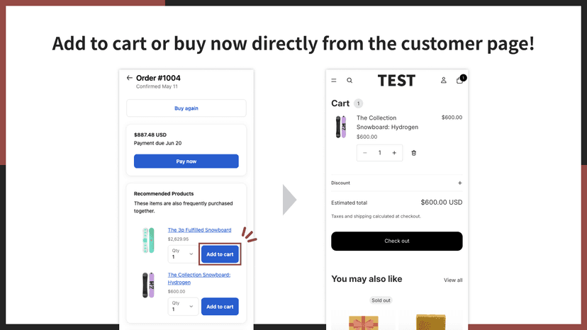 Add to cart or buy now directly from the customer page!