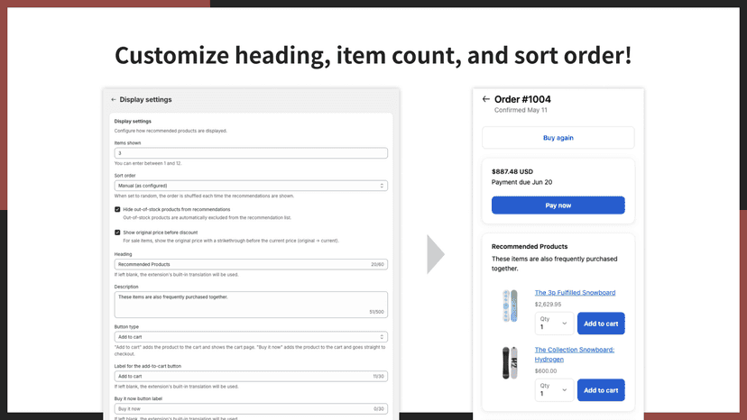 Customize heading, item count, and sort order!
